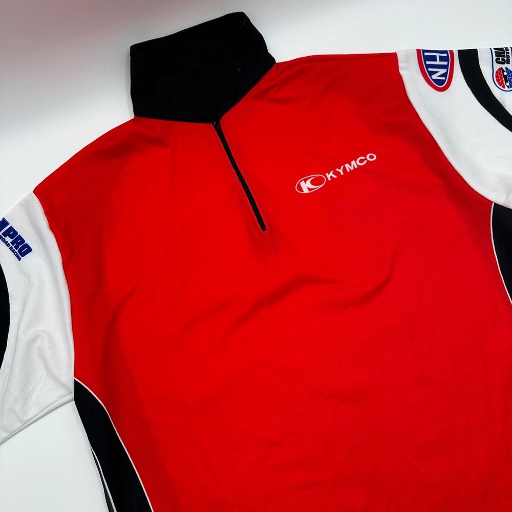 Savi Customs‎ Kymco Racing Pit Shirt Mens Medium Red Quarter Zip Jersey USA Made